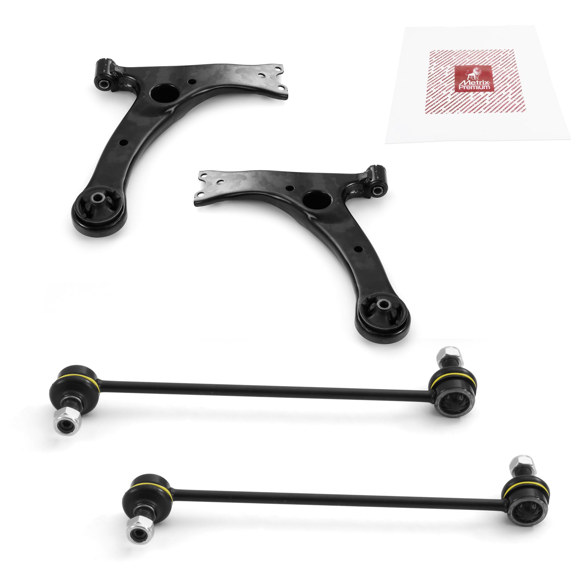 Metrix Premium Chassis Parts - 4 Pc Front Lower Control Arm & Front Sway Bar Stabilizer End Link Kit Fits 03-08 Pontiac Vibe, 03