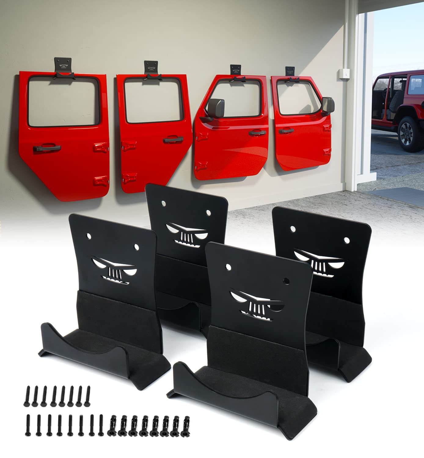 Xprite Wall Mount Door Storage Hangers, 4 Pcs Removable Heavy Duty Metal Door Storage Holder Hooks Bracket With Rubber Lining Co