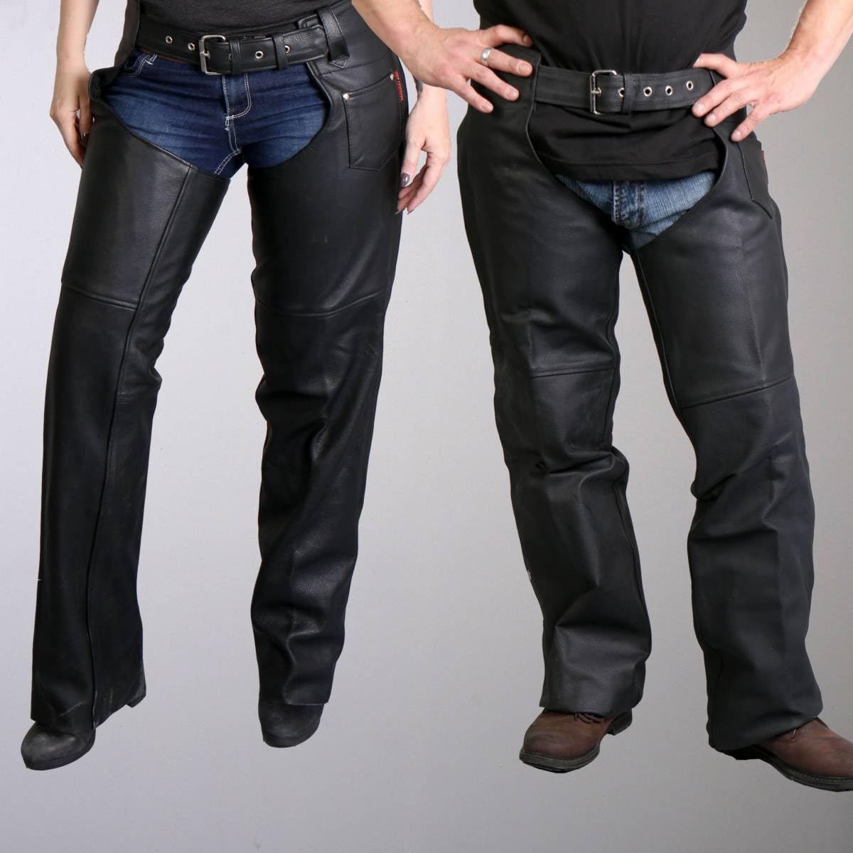 Hot Leathers Fully Lined Leather Chaps (Black, XX-Small)