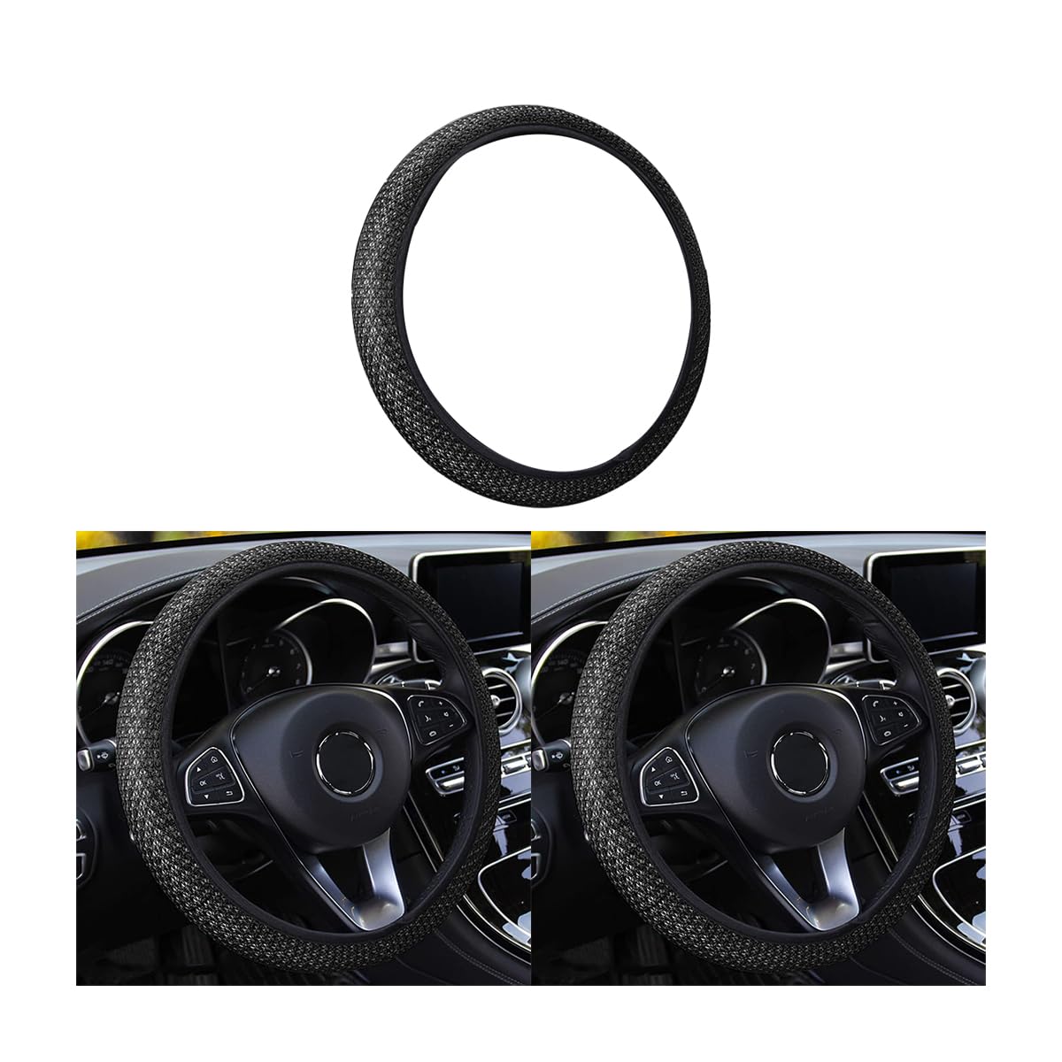 Universal Car Steering Wheel Cover, Microfiber Breathable Ice Silk, Anti-Skid, Warm In Winter And Cool In Summer, Steering Wheel Cover For Men And Women (Black)
