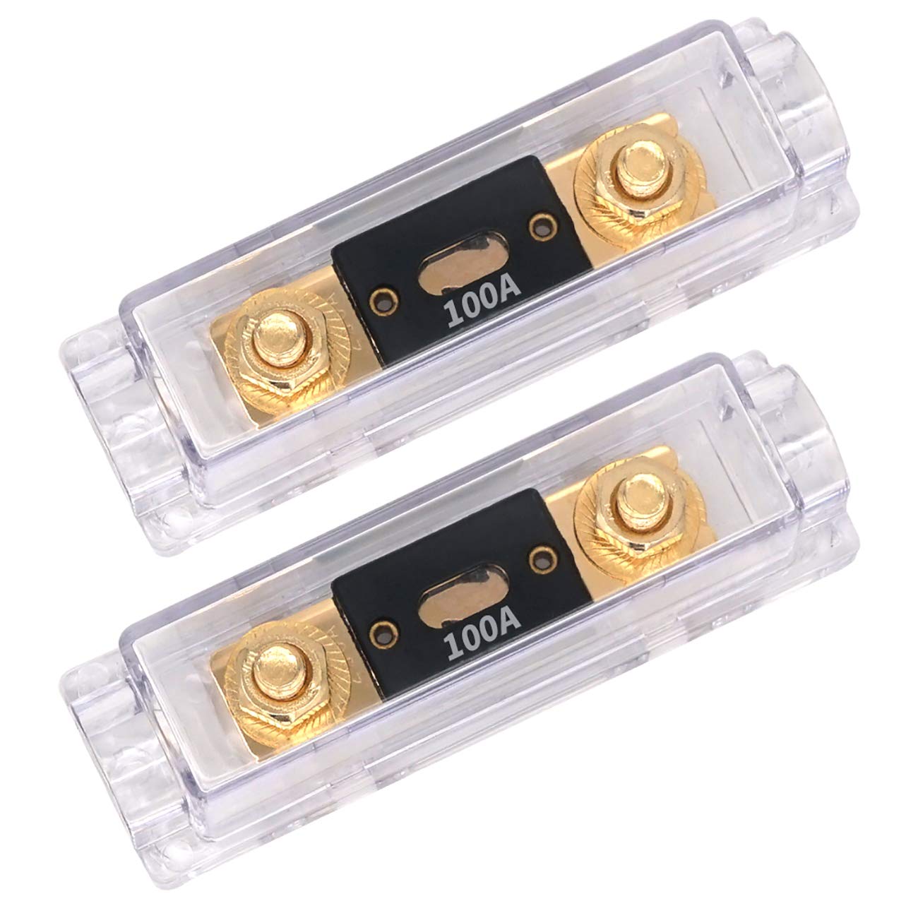 Topstronggear Solid Brass 0/2/4 Gauge 100Amp Anl Fuse Holder With 100Amp Fuses(2 Pack) (100 Amp)