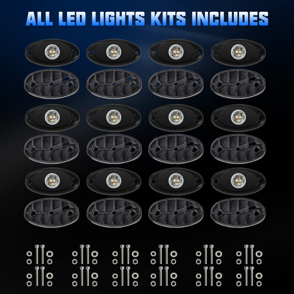 Sunpie 12 Pods Blue Rock Lights Kits For Off Road Truck Car Atv Suv Motorcycle Under Body Glow Light Lamp Trail Fender Lighting,