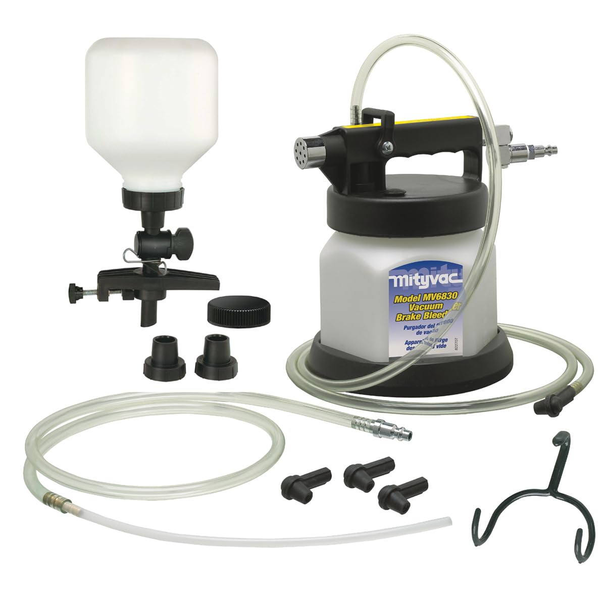 Mityvac MV6835 Pneumatic Brake and Clutch Bleeding Kit with Clamp-on Refill, Air Operated, 1.9 Quart Reservoir, 2qt Per Minute, 
