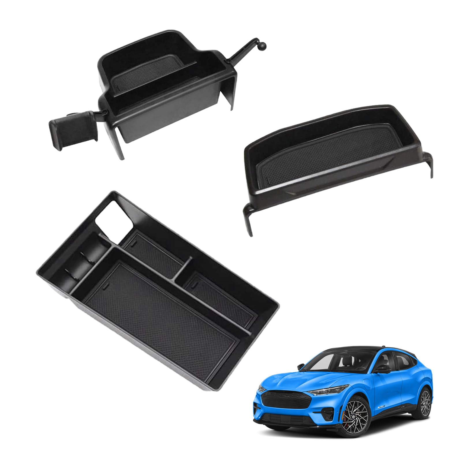 Bestevmod Aosk Center Console Organizer & Dash Tray & Screen Back Organizer Compatible With 2021-2024 Mustang Mach E Accessories