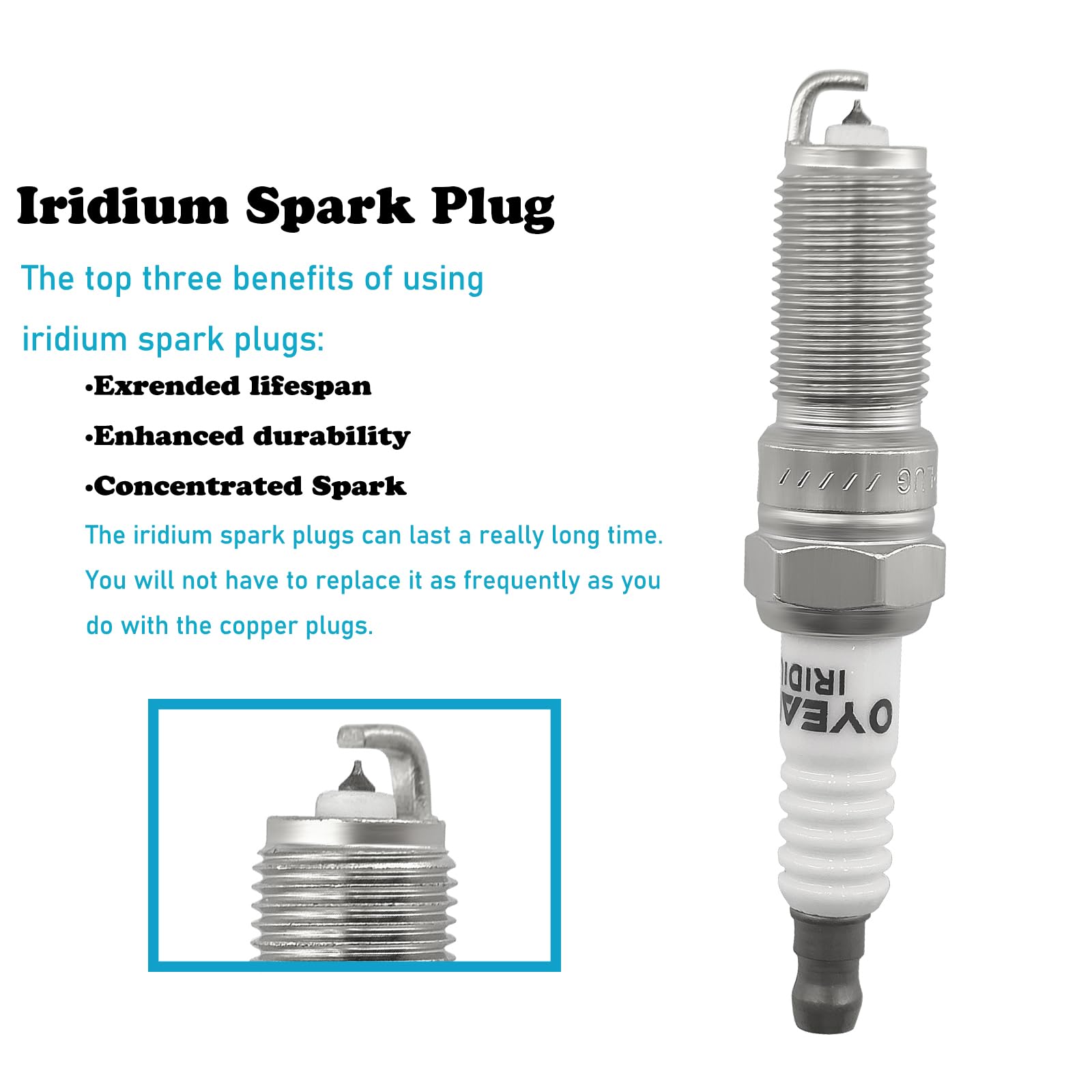 Oyeauto 6059 Set Of 6 Iridium Spark Plugs Ltr6Ix11 Sp411 Compatible With Ford Cadillac Chevrolet Lincoln Buick Equinox Canyon En