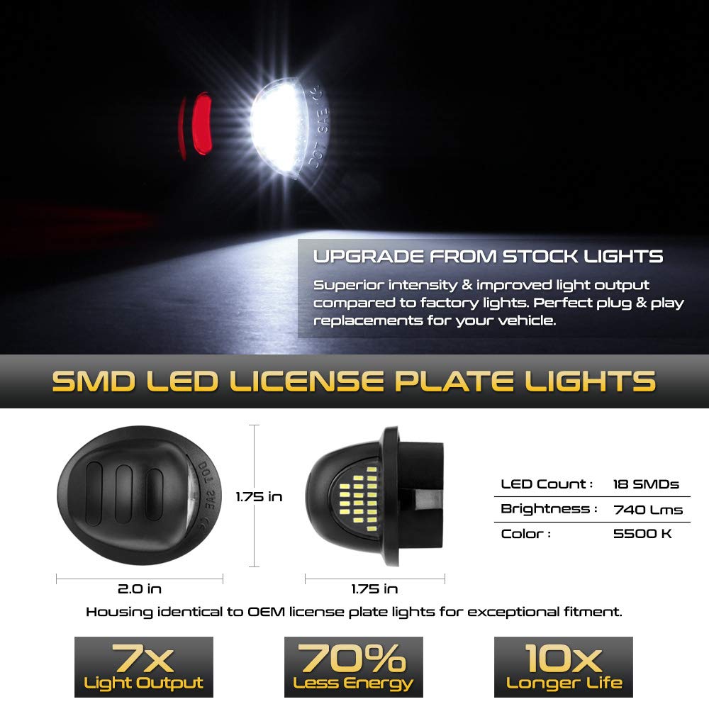 Vipmotoz Red Oled Neon Tube Pure White Led License Plate Light Tag Lamp Assembly Replacement For Ford F150 F250 F350 Super Duty Ranger Pickup Truck Explorer Bronco Excursion Expedition