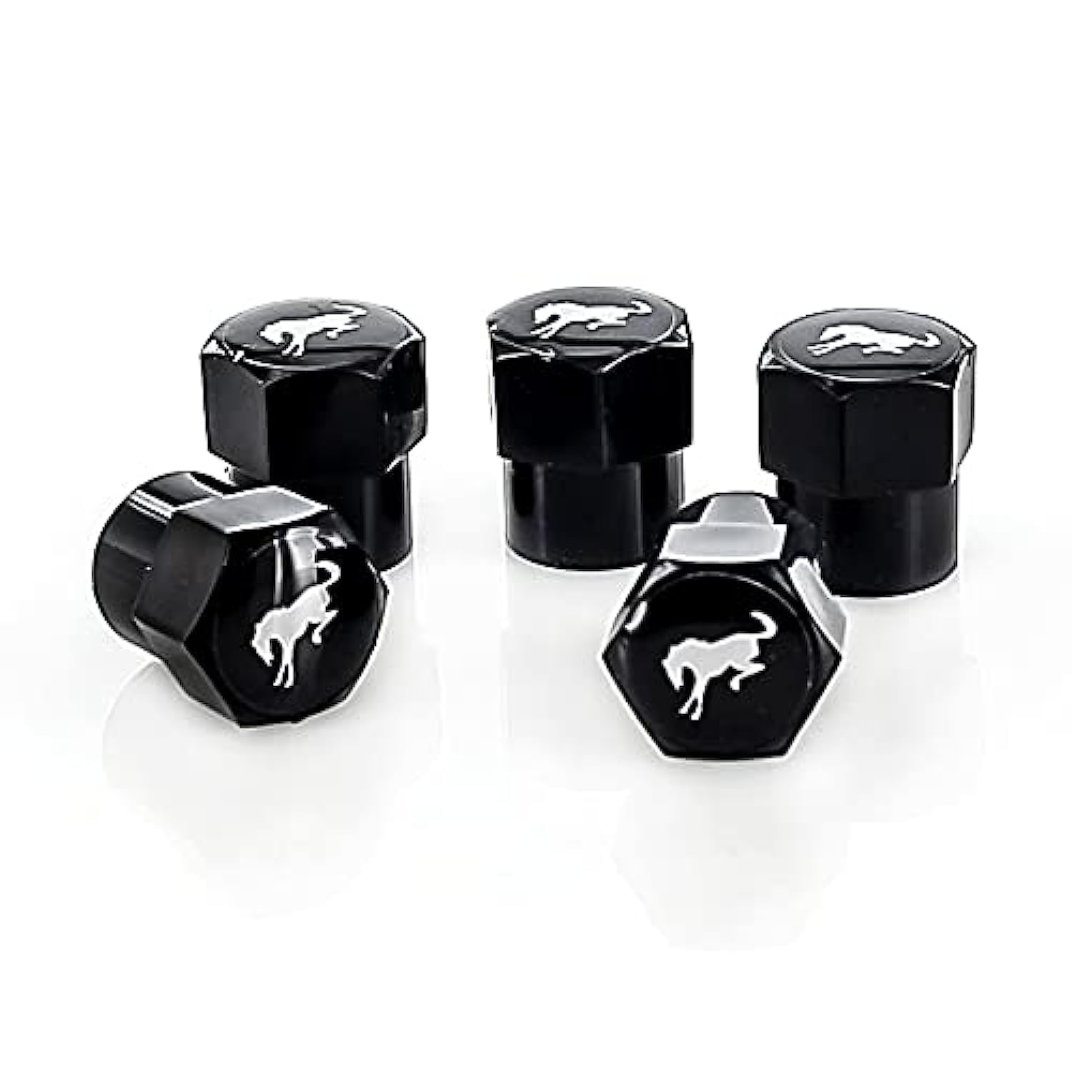 Ford Bronco Black Plastic Tire Valve Stem Cap Covers (Pack Of 5)