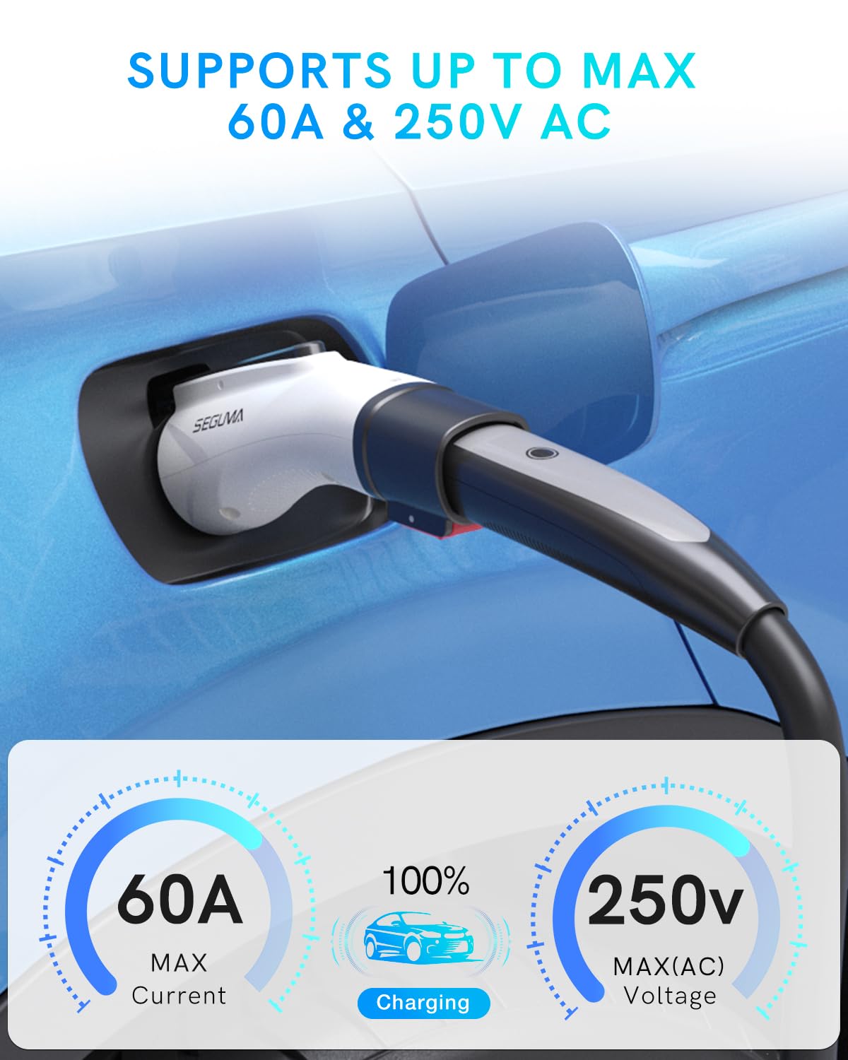 Tesla To J1772 Adapter, Tesla Charger Adapter Fit For J1772 Evs, Up To 60A 250V With Security Lock, Tesla To J1772 Ev Charging A