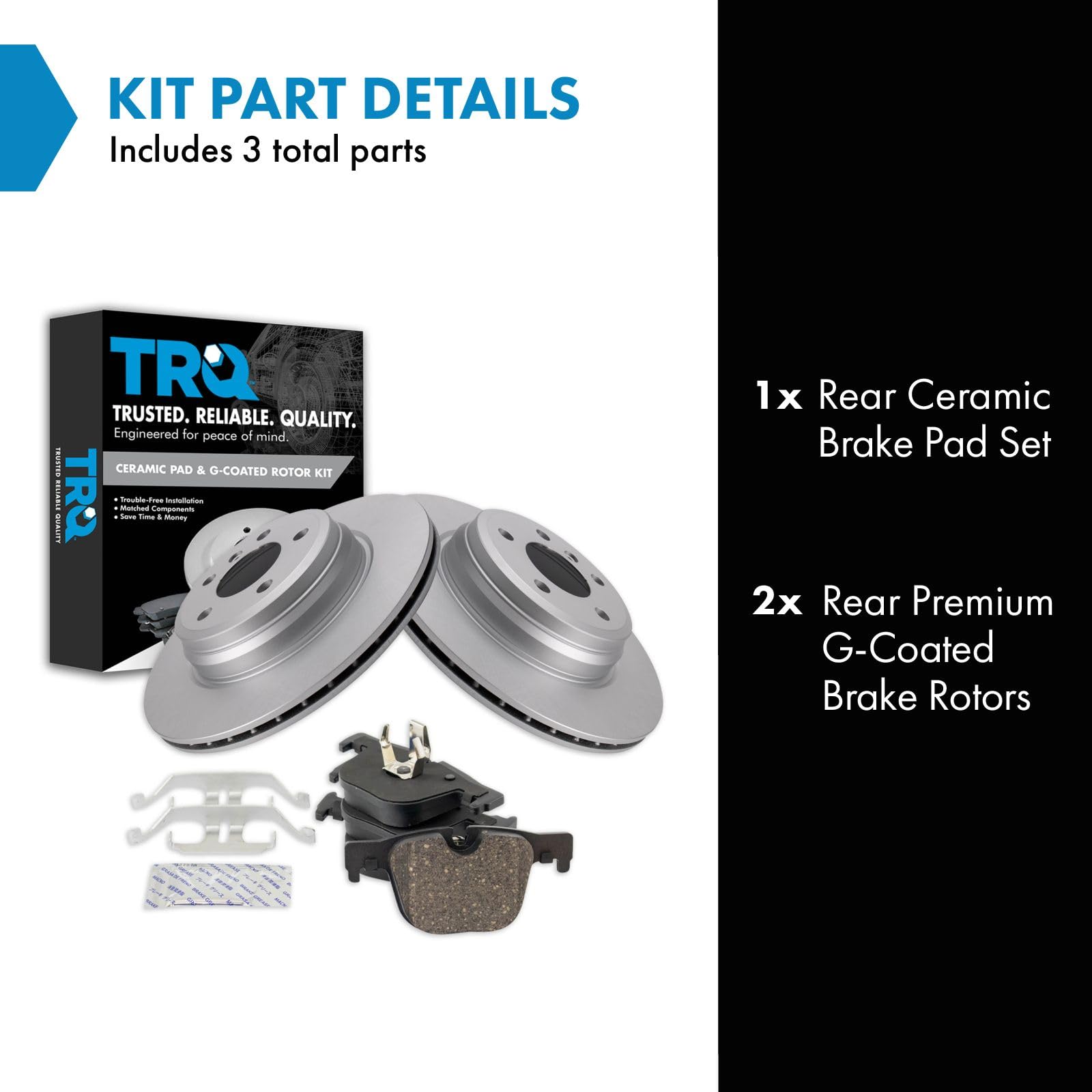 Trq Rear Premium Posi Ceramic Disc Pad & Brake Coated Rotor Kit Compatible With Bmw