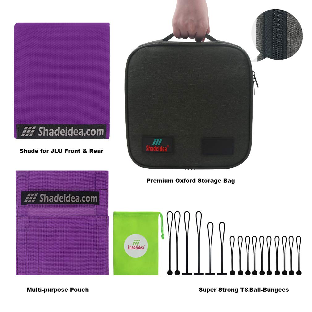 Shadeidea Sun Shade Top For Jeep Wrangler Sunshade Jl Unlimited 4 Door (2018-2023) Front And Rear-Purple Mesh Screen Sunshade Jl