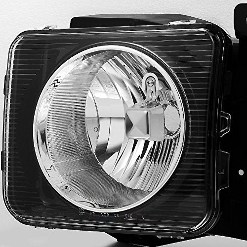 Akkon - For Hummer H3 | H3T Black Amber Headlights Head Lamps Driver Left + Passenger Right Side Replacement Set