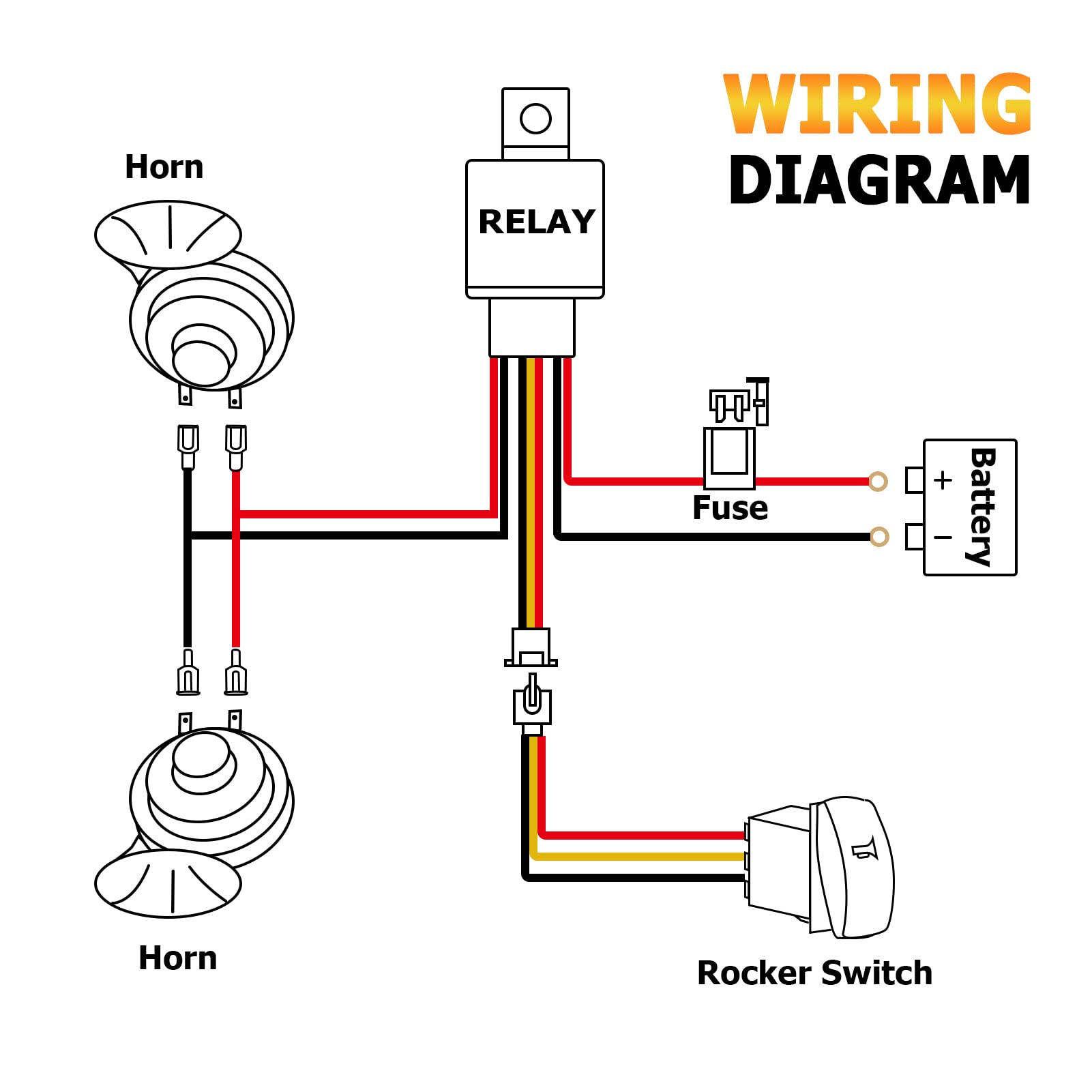 WeiSen 2 Pack UTV/ATV 12V Horn Kit with Rocker Switch Waterproof Compatible with Polaris RZR, Ranger, Can Am Maverick X3, Honda