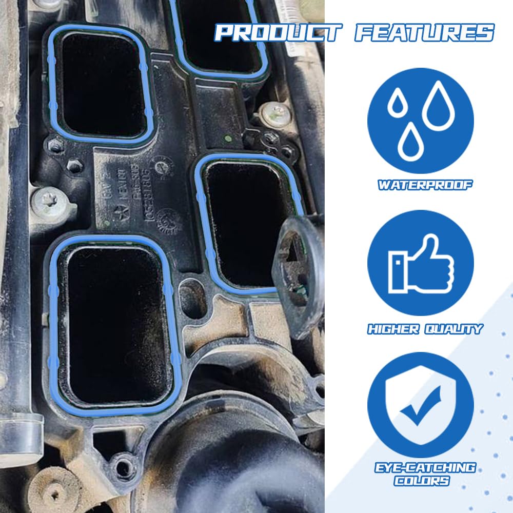 12Pcs Intake Manifold Upper And Lower Gasket Set, 5184562Ac 5184331Ac Ms97204 Car Accessories Intake Manifold Gasket Set Replacement For Dodge Chrysler Jeep Ram 3.6L
