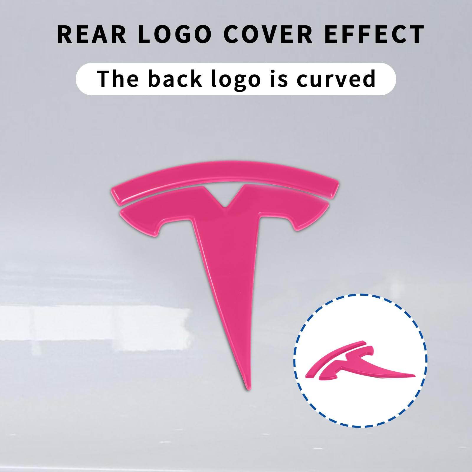 Nanaholy Model 3 Emblem Cover Compatible With Tesla Model 3 Accessories 2023 2022 2021-2017 Logo Sticker(Rosered-3Pcs)