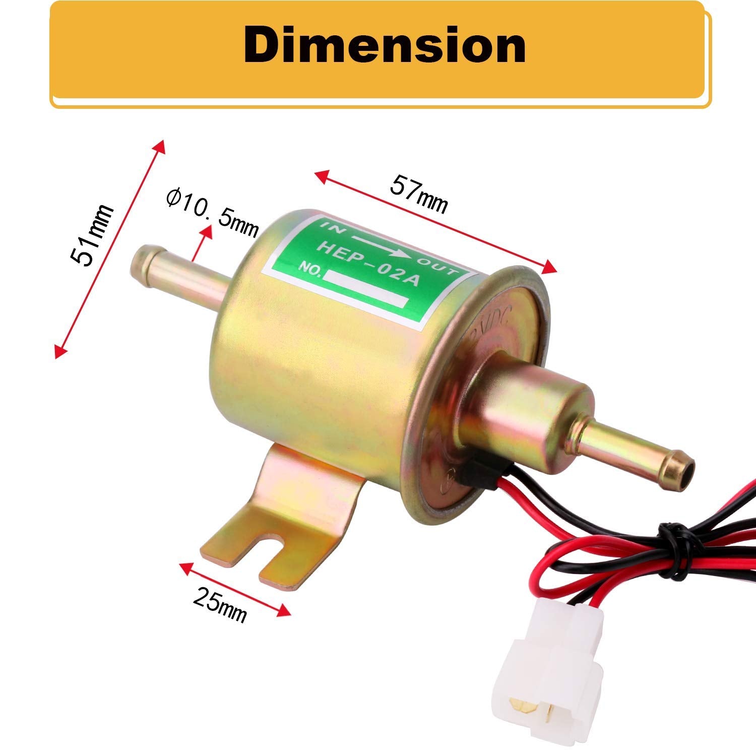 Electric Fuel Pump Inline Fuel Transfer Pump 12v Universal Low Pressure Gas Diesel Fuel Pump for Carburetor 2.5-4psi HEP-02A