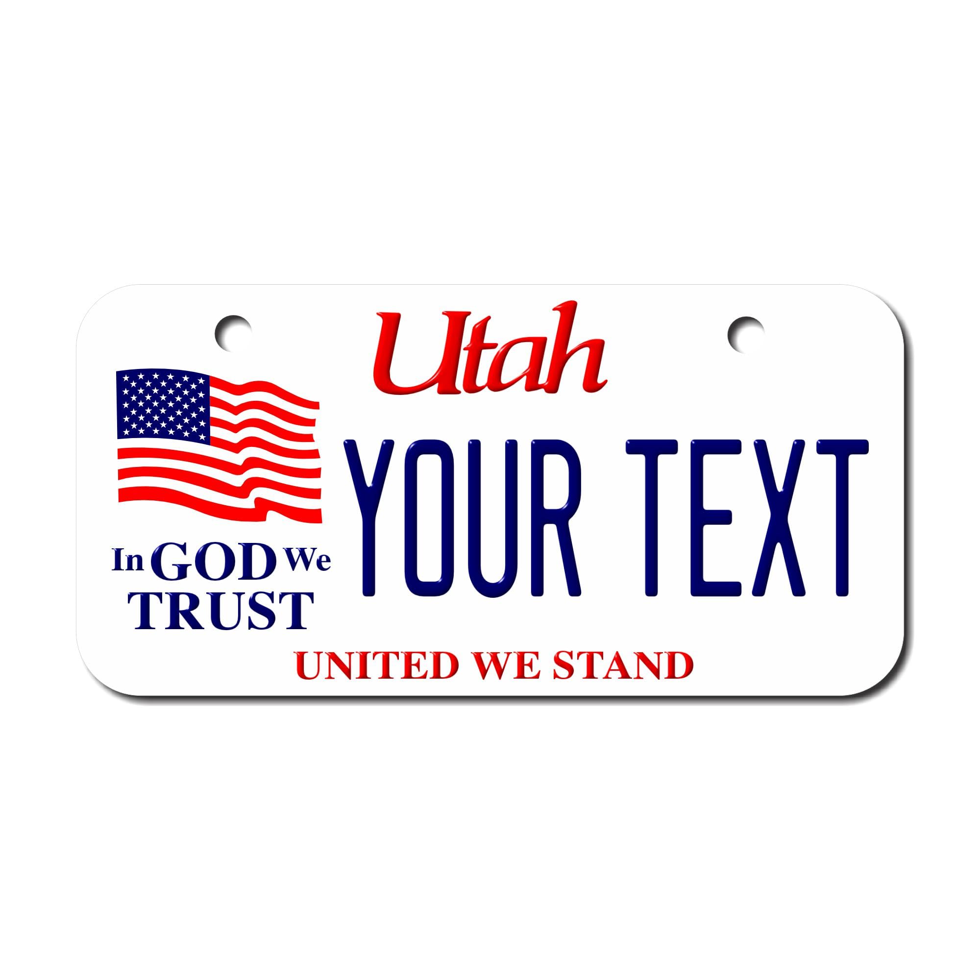 Teamlogo Personalized Utah License Plate - Sizes For Kid 'S Bikes, Cars, Trucks, Cart, Key Rings Version 3 (3 X 6 Aluminum Licen