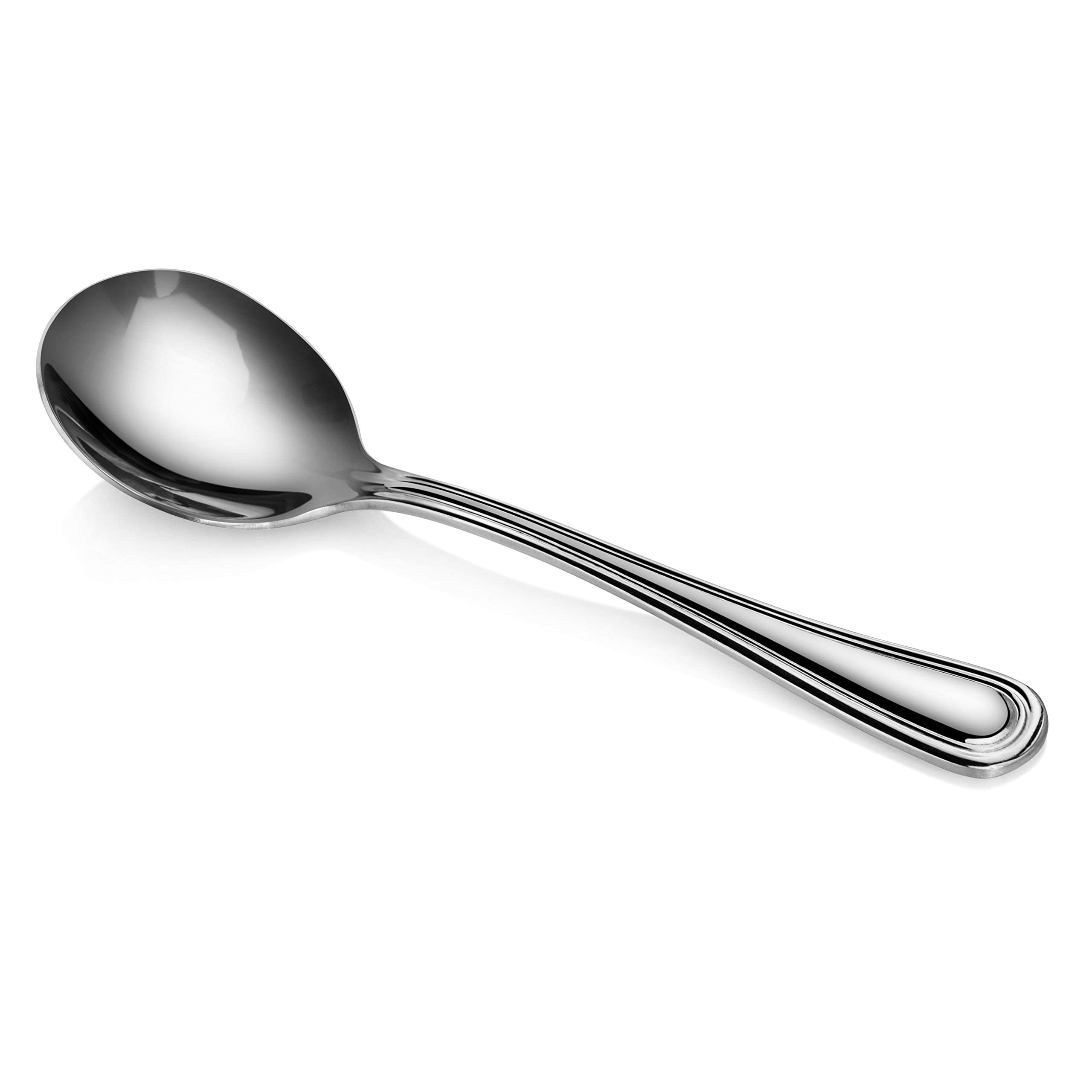New Star Foodservice 58185 Slimline Pattern, 18/0 Stainless Steel, Bouillon Spoon, 5.7-Inch, Set Of 12