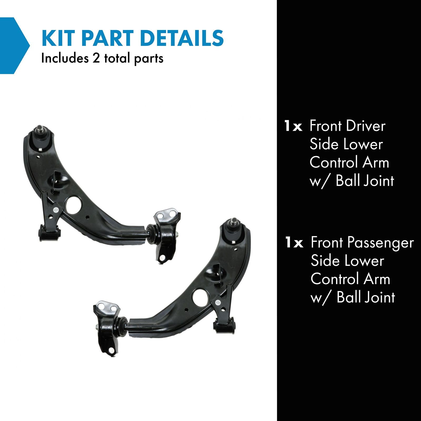 Trq Front Lower Control Arm With Ball Joint Set Compatible With 1998-2002 Mazda 626