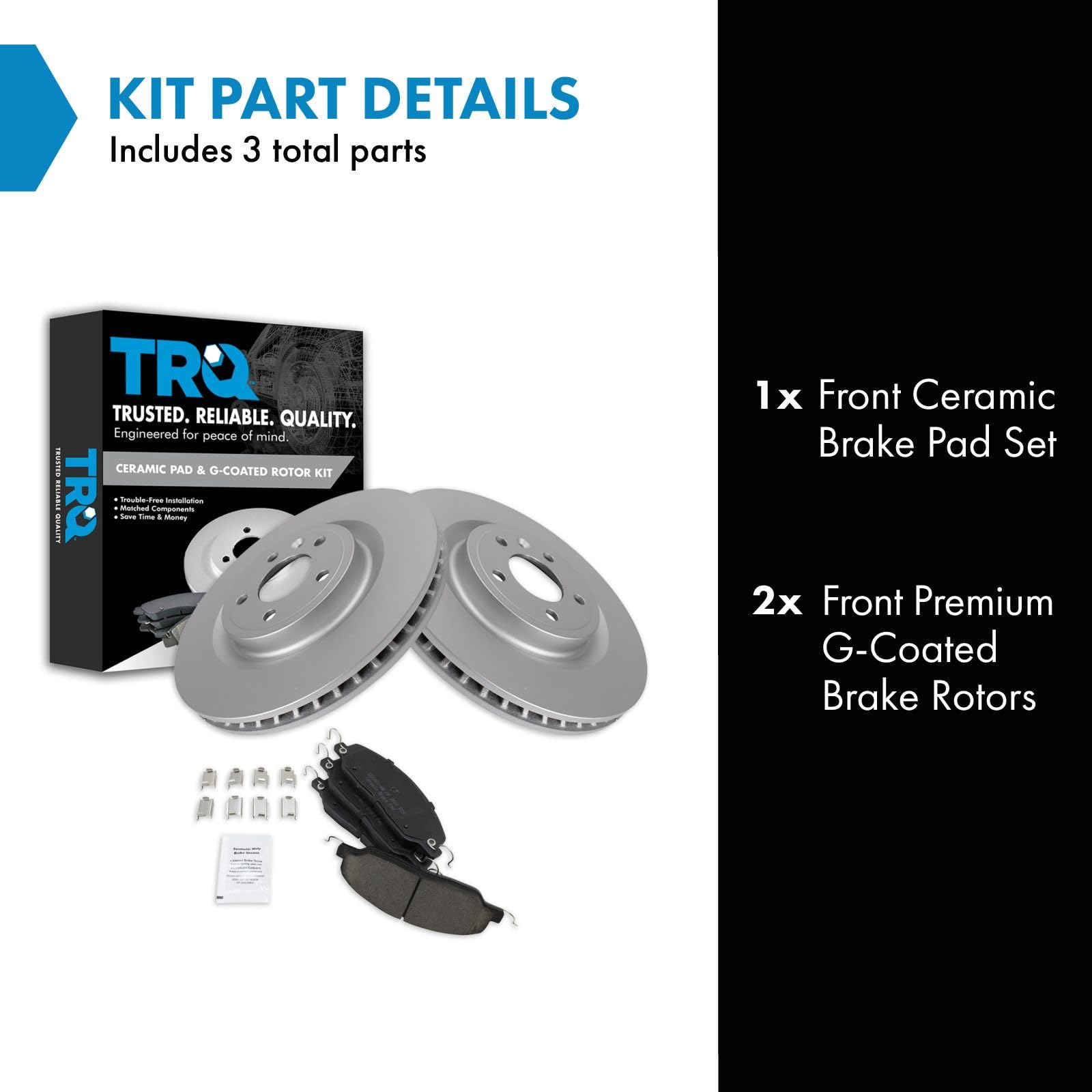 Trq Front Brake Pad & Rotor Kit Brake Pads Brake Rotor Ceramic Premium G-Coated Compatible With 2013-2014 Ford Mustang