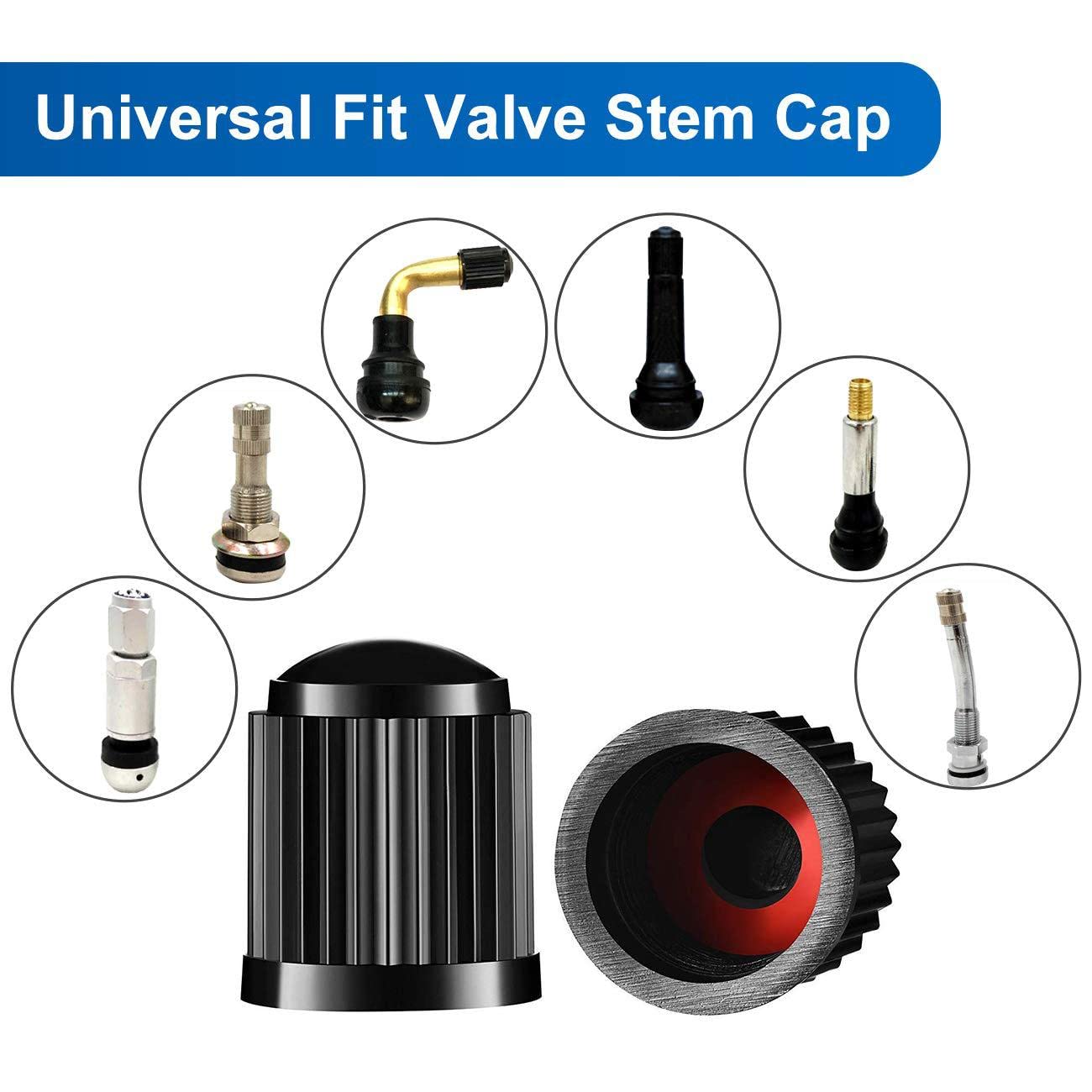 The Upgraded Version Has A Sealing Ring Tire Valve Stem Caps (12Pcs Black)