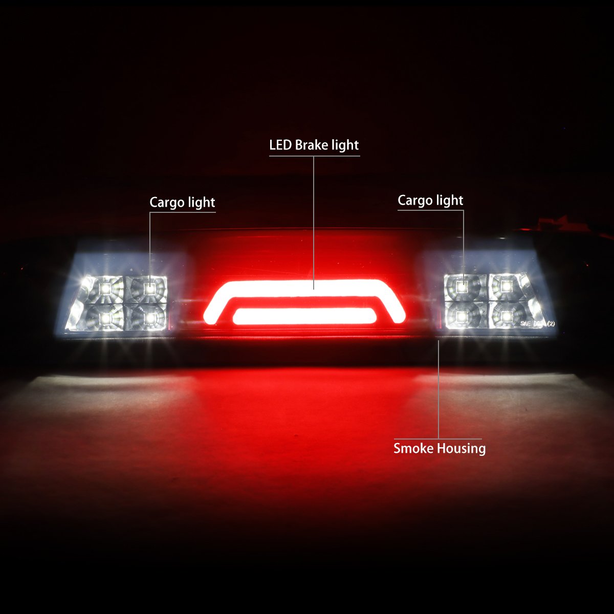 Dna Motoring 3Bl-Gmc15-3D-Led-Bk-Sm Black Housing 3D Led High Mount 3Rd Third Brake Light [Compatible With 14-18 Sierra 1500 2500-3500Hd / 14-18 Silverado 1500 2500-3500Hd]