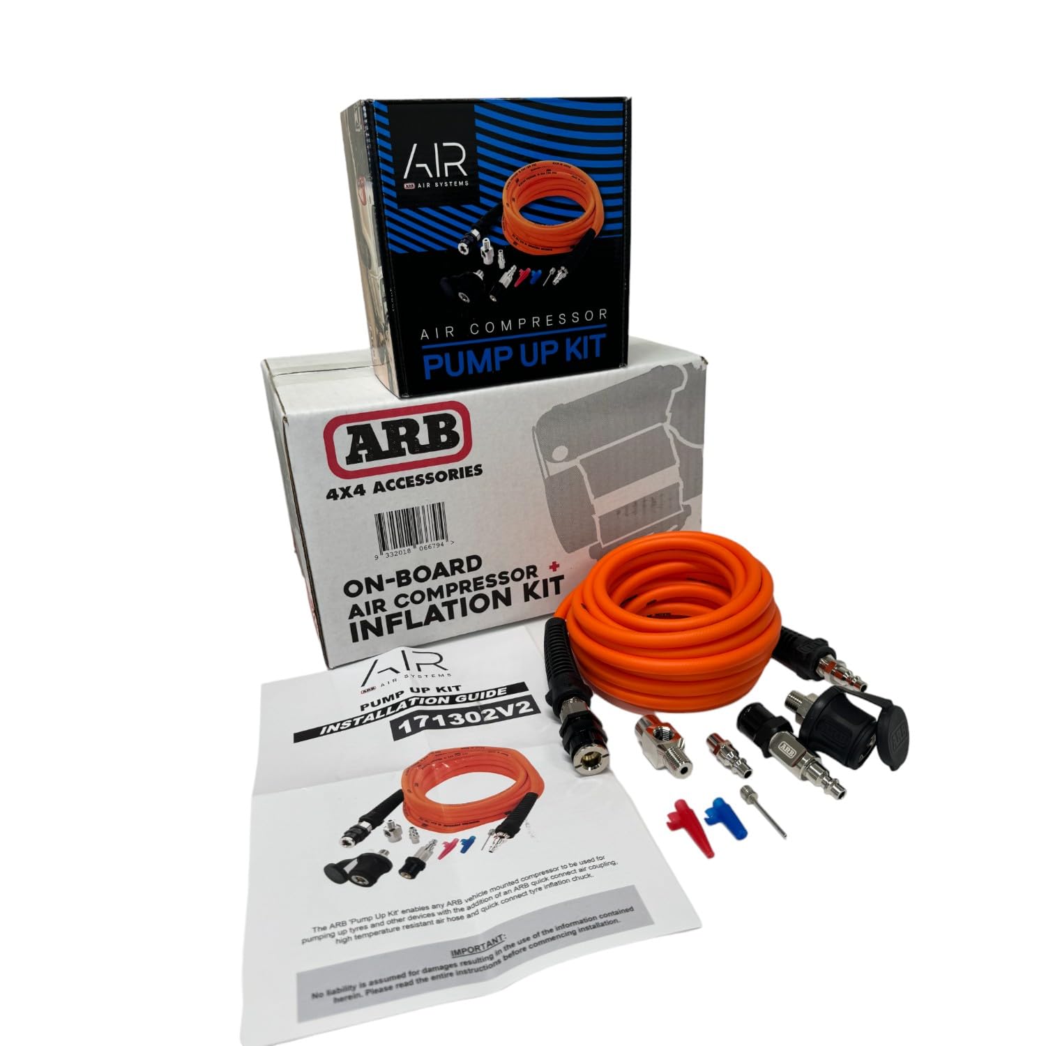 Arb Inflation Kit Air Compressor And Orange Air Hose Pump Up Kit With Quick Fitting Bundle On Board System, Ckma12 And 171302 Pa