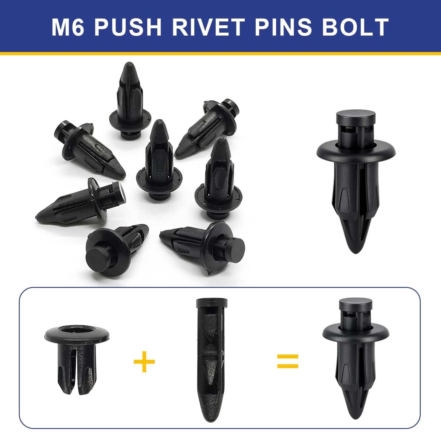Plastic Rivets, 120pcs Plastic Push Pin Clips Body Rivets Compatible with UTV ATV Motorcycle M6 M7 M8 Retainer Fastener Replace