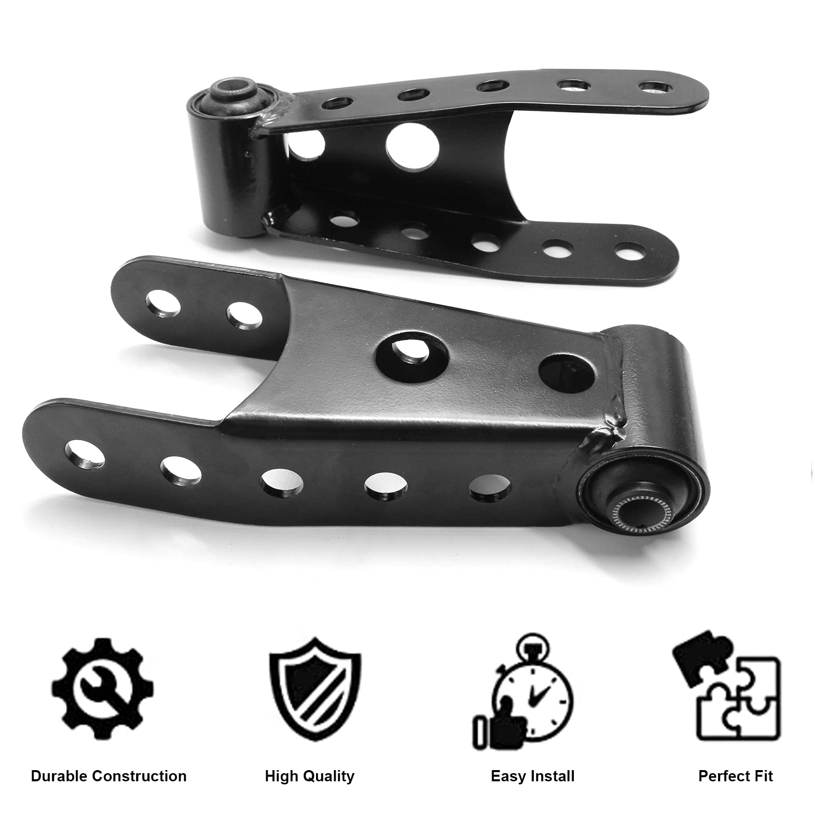 2 Rear Drop Lowering Shackle Suspension Kit 6400 Compatible With Chevy Silverado Gmc Sierra 1500 C1500 K1500 Dodge Ram Replaces # 6400 410520