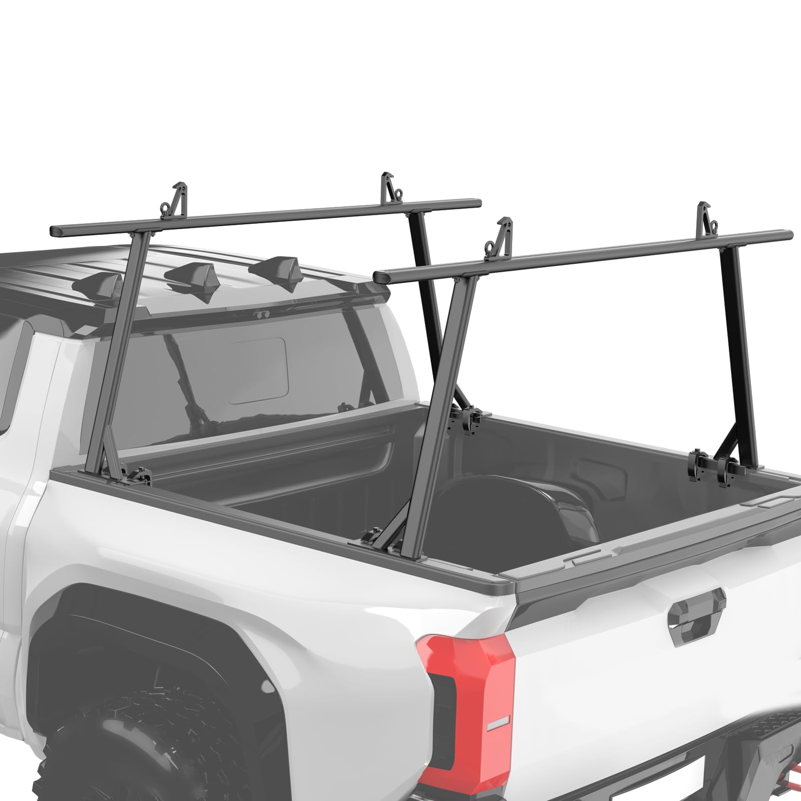 IIIREENO Universal Truck Ladder Rack Compatible with Full Size and Mid Size Pickup Trucks (No Drilling) Textured Black(2pcs)