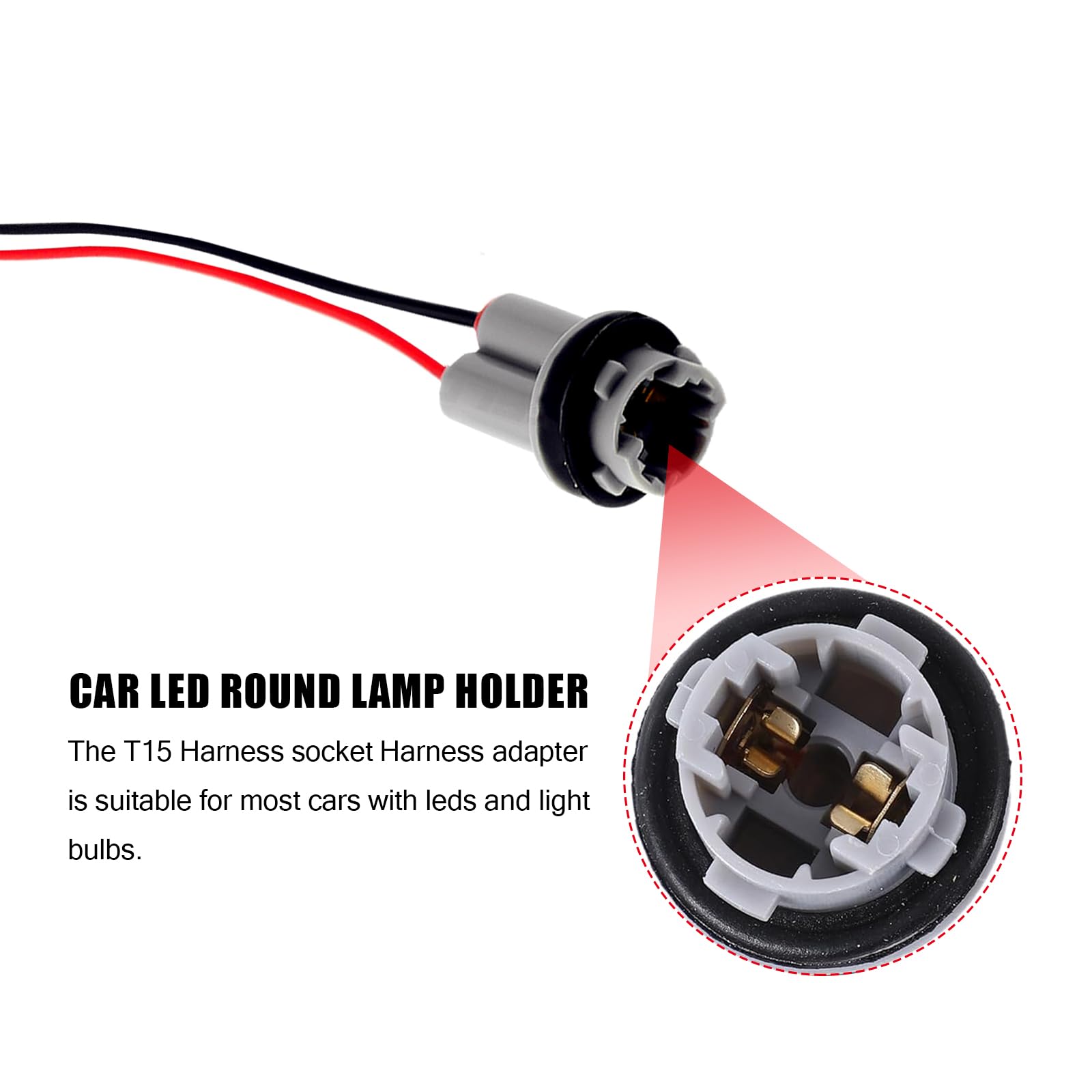 Yumfugu 2 PCS T15 Harness Pigtail Socket, T10 T13 T15 Car Light Bulb Wire Wiring Harness Socket Connector, for Bulbs Turn Signal