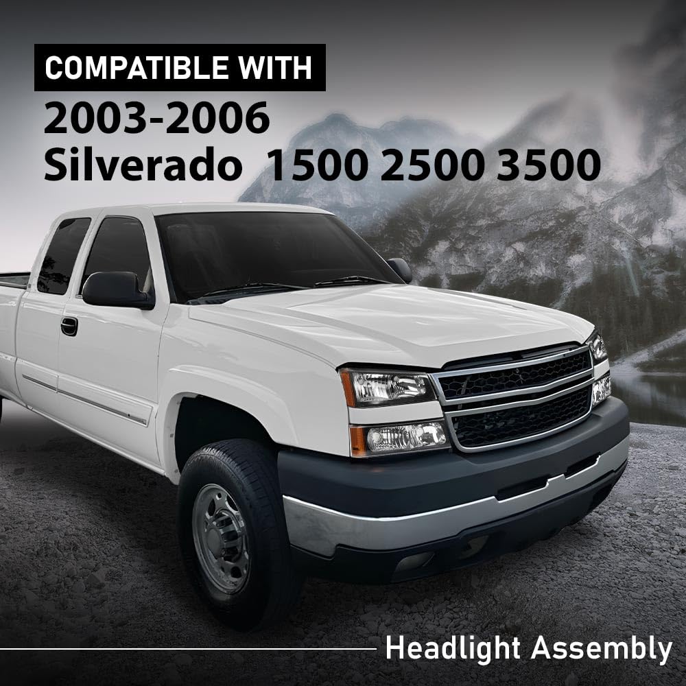 G-Plus Headlights Compatible With Chevy Avalanche 1500 2500/Fit Chevy Silverado 1500 2500 Hd 3500 2003-2006/Fit Chevy Silverado