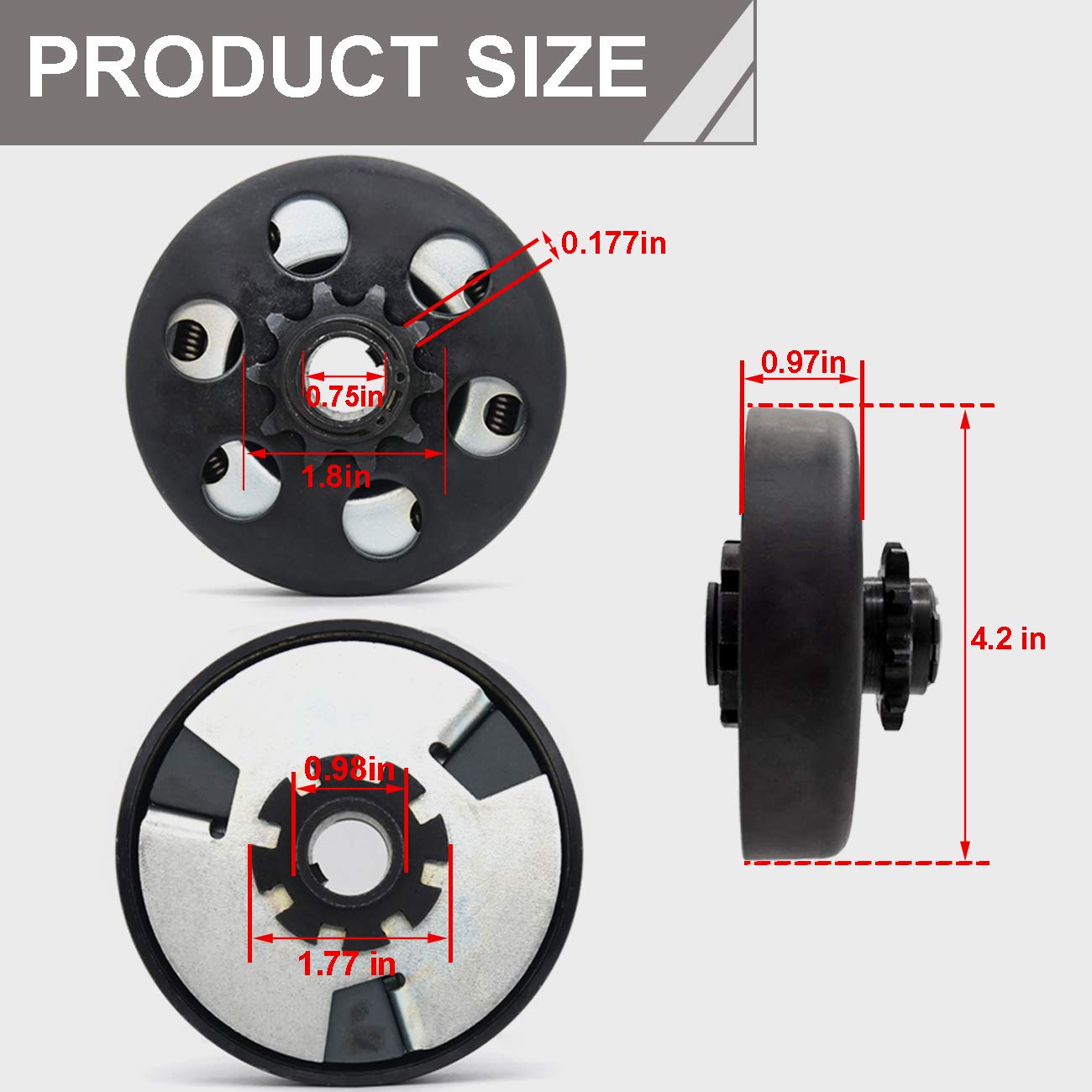 Centrifugal Clutch, Go Kart Clutch 3/4' Bore 10 Tooth For #40/41/420 Chain, Fits For Mini Bike, Go Kart, Predator 212, Lawnmower And Honda Gc Gx 2-6.5Hp Engine