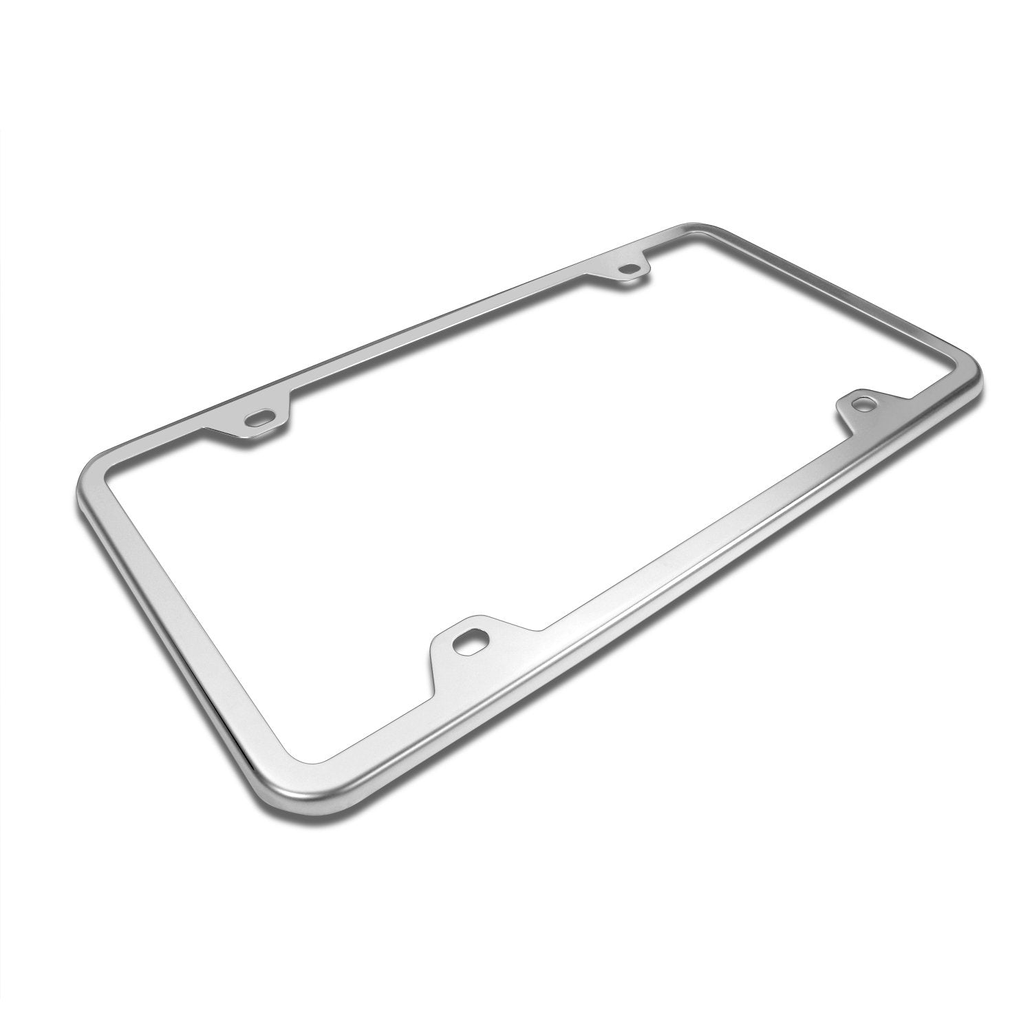 Carbeyondstore Slim Polished Stainless Steel 4 Holes License Plate Frame