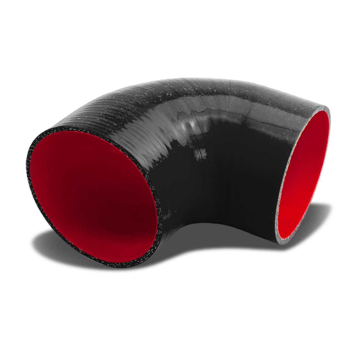 Auto Dynasty 3.5 Inches 90 Degree Elbow Turbo/Intercooler/Intake Piping Coupler Silicone Hose, (Black & Red)