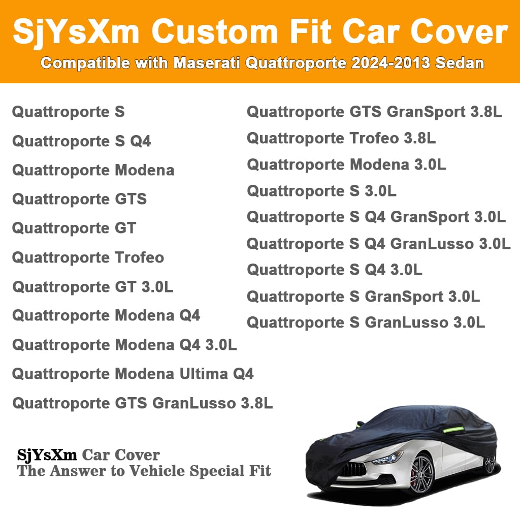 Sjysxm Car Cover Compatible With Maserati Quattroporte 2025-2013, Waterproof All Weather Custom Car Cover For Outdoor Indoor, Ra