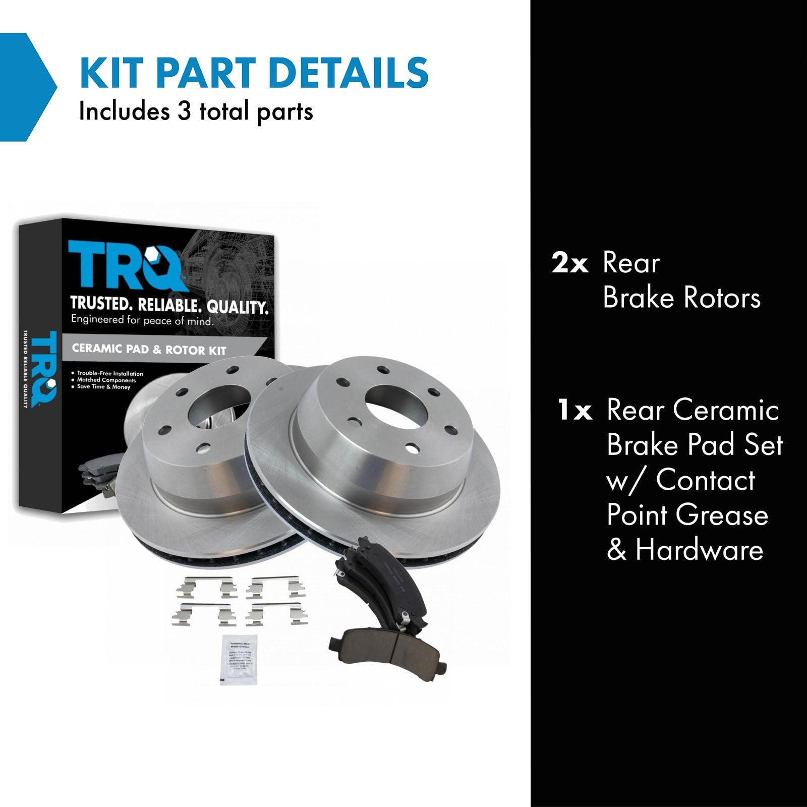 TRQ Rear Premium Posi Ceramic Disc Brake Pad & Rotor Kit Set for GM Van Truck