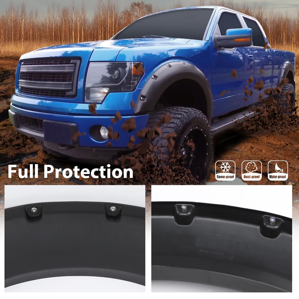 G-Plus Fender Flares Wheel Arch Covers Compatible With Ford F150 Truck 2009-2014 67.0 ''/78.8 ''/97.4 '' Bed Models Only (Not Fi