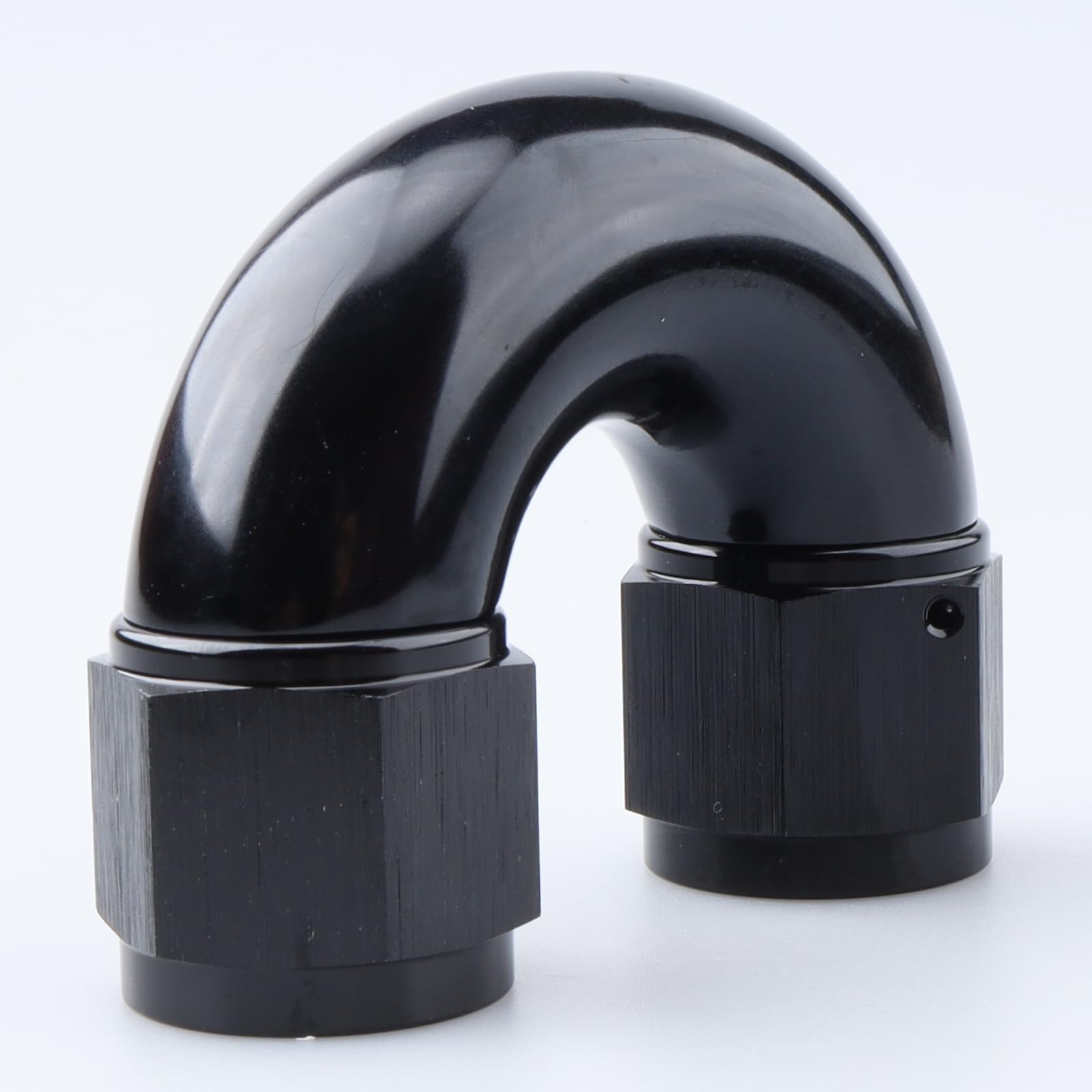 AC PERFORMANCE 180 Degree Aluminum -10 AN Female One Piece Full Flow Hose Coupler Fitting, Black