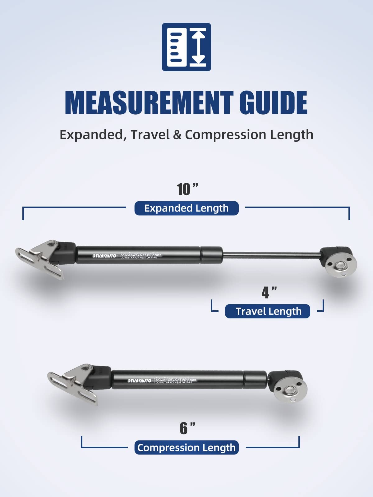 Otuayauto 80N/18Lb Gas Strut, 10 Inch Gas Spring, Lift Support, Lid Stay Support, Gas Shocks, For Cabinet, Floor Hatch, Tool Box, Etc. Pack Of 2