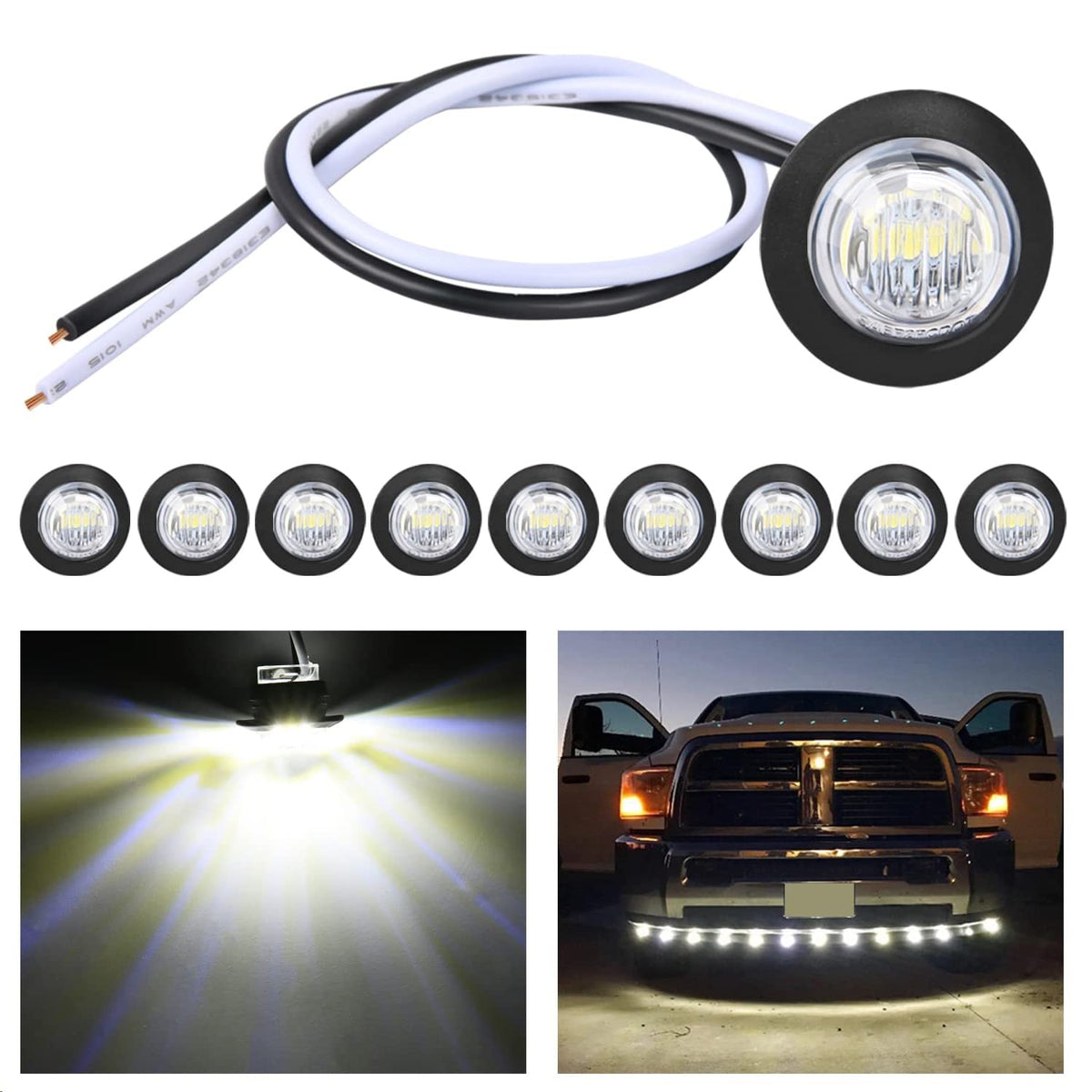 Nilight 10 Pcs 3/4 Inch Round Led Clearance Light Led Front Rear Side Marker Ind WBCARB09K56YSRK