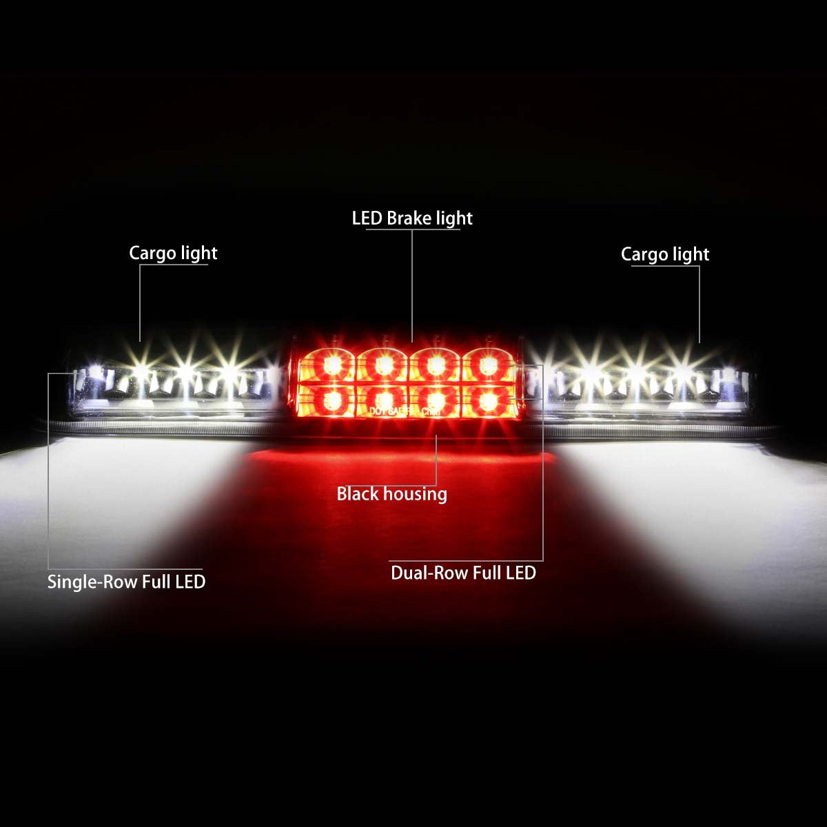 Dna Motoring 3Bl-Gmc99-Led-Bk Black Housing Led High Mount 3Rd Third Brake Light [Compatible With 1999-2007 Silverado 1500-3500&