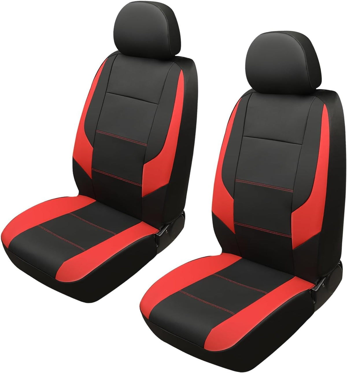 GIANT PANDA Front Car Seat Cover for Jeep Wrangler JK (2007-2018),Leather Bucket Seat Covers Custom Fit Jeep Accessories (Red) 2