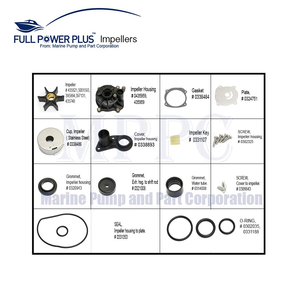 Full Power Plus Water Pump Repair Kit Replacement With Housing For Johnson Evinrude V4 V6 V8 85-300Hp Outboard Motor Parts 50015