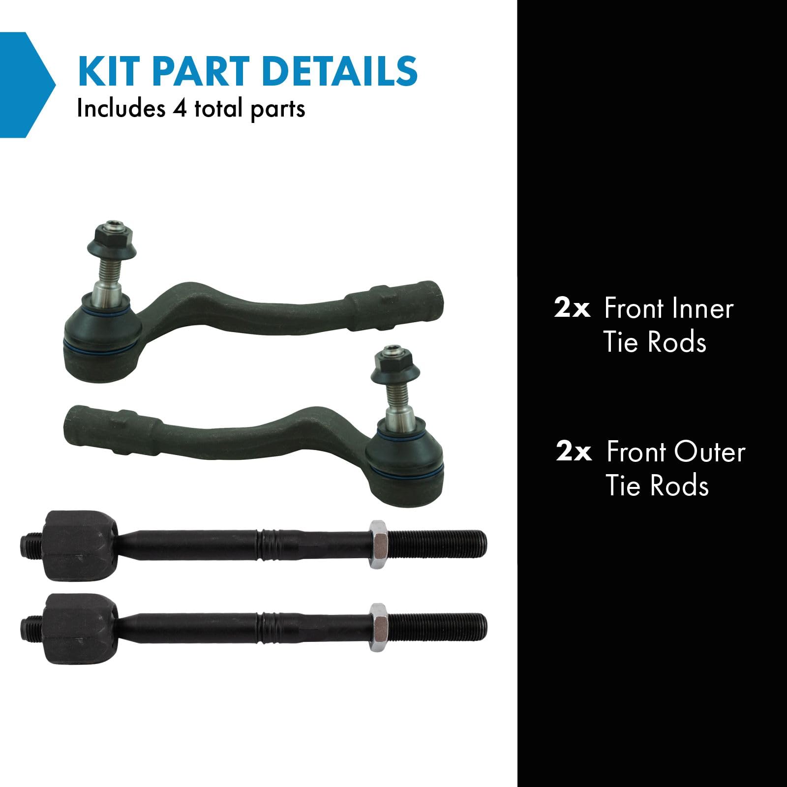 Trq Front Inner And Outer Tie Rod Set Compatible With 2012-2018 Audi A6 2012-2019 A6 Quattro A7 Quattro 2013-2017 Q5 2014-2018 R