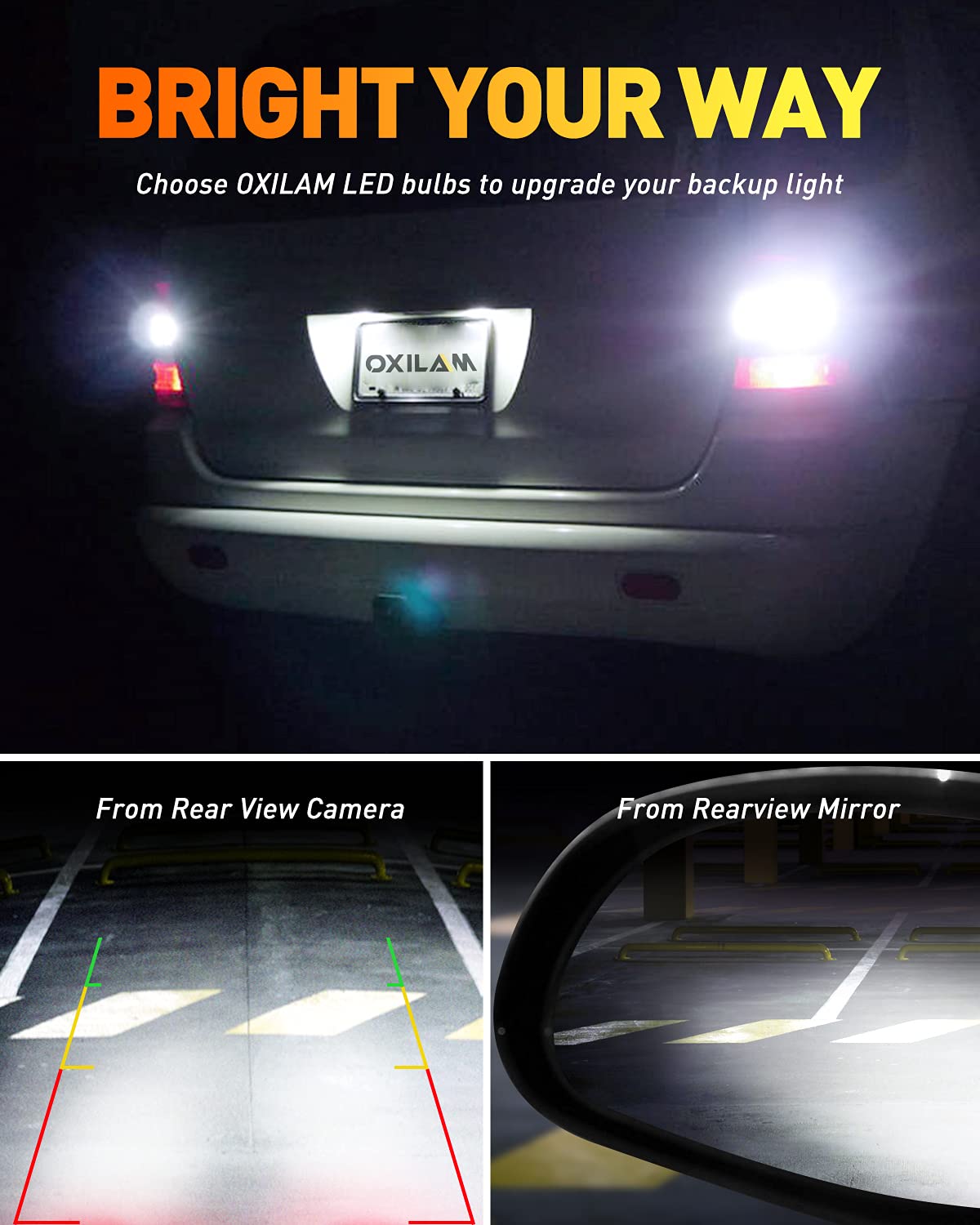 Oxilam 2023 Upgraded 912 921 Led Bulb Reverse Lights, Backup Light Bulbs For Car, 300% Higher Brightness 6000K White, Mini Size Non-Polarity Canbus Error Free T15 906 W16W Bulb, Pack Of 2