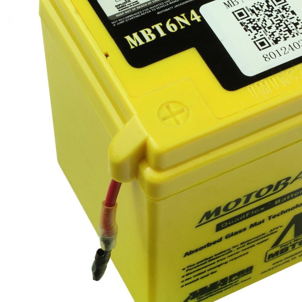 MotoBatt MBT6N4 (6V 4 Amp) Factory Activated Maintenance Free QuadFlex AGM Battery Replaces - 6N42A, 6N42A3, 6N42A4, 6N42A5, 6N42A6, 6N42A8