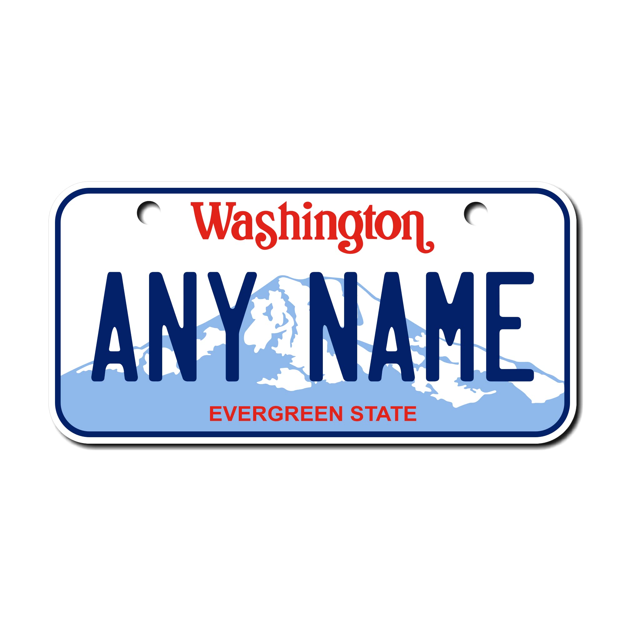 Teamlogo Personalized Washington License Plate - Sizes For Kid 'S Bikes, Cars, Trucks, Cart, Key Rings Version 1 (3 '' X 6 '' Al