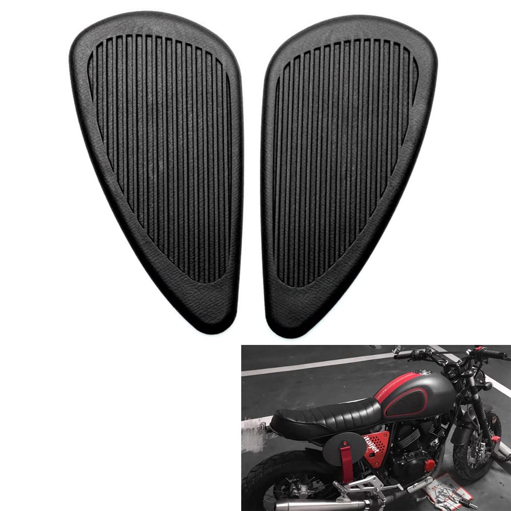 Kucehiup Motorcycle Fuel Tank Knee Pad, Vintage Tank Side Panels Protector Stickers Universal Gas Petrol Tank Knee Pads(Black2)