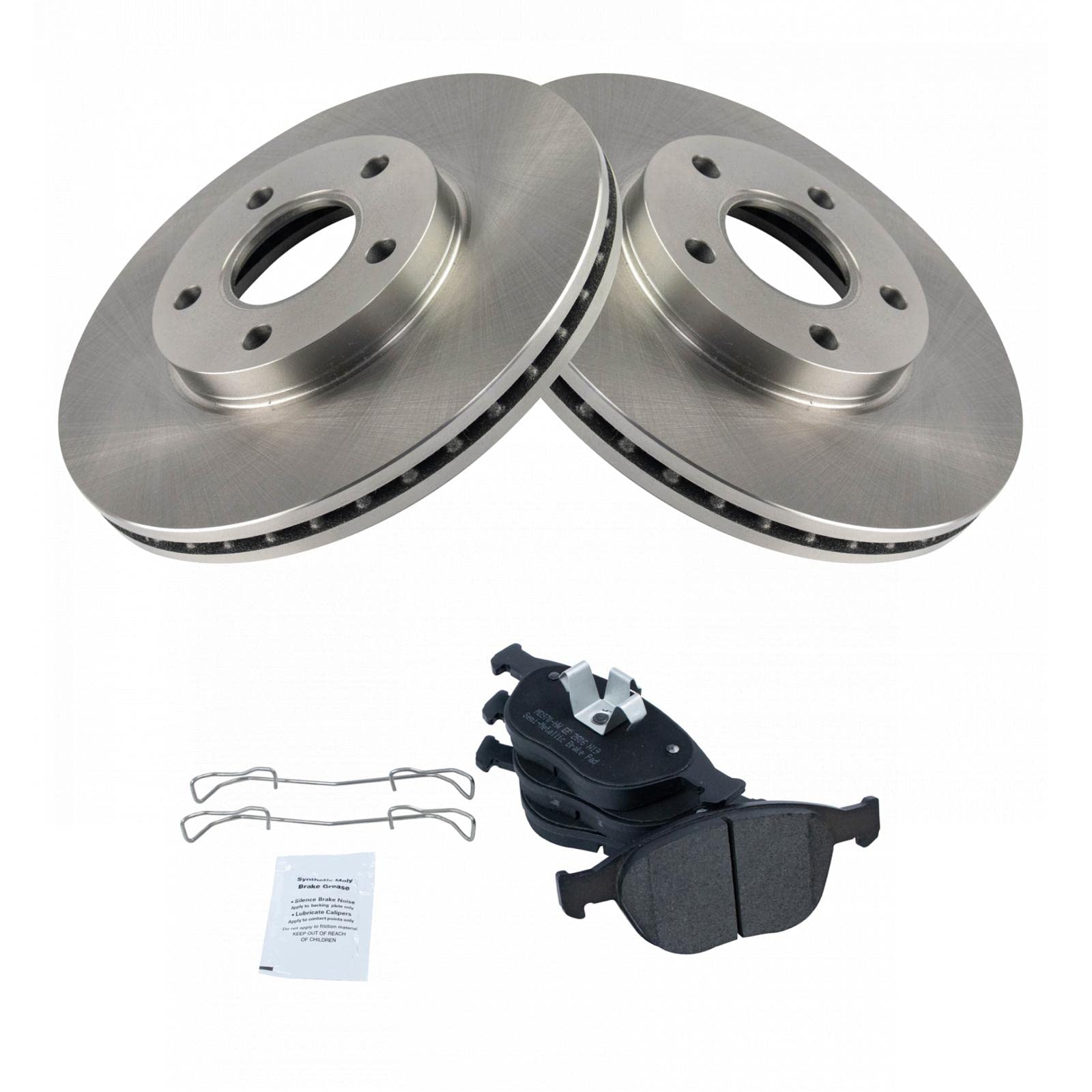 Trq Front Brake Pad & Rotor Kit Brake Pads Brake Rotor Semi-Metallic Compatible With 2010-2013 Ford Transit Connect