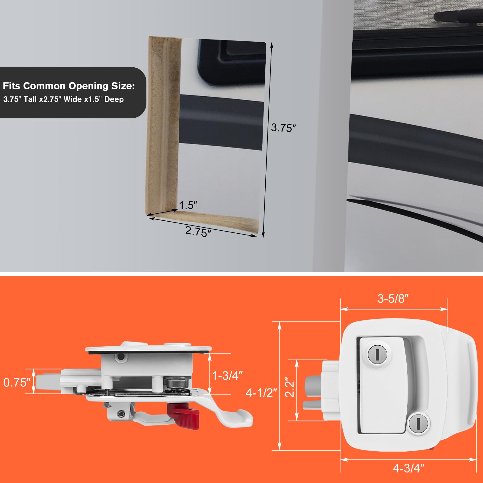 Welluck Rv Entry Door Lock W/Paddle Deadbolt, 100% Metal Camper Door Latch Handle, Zinc Alloy Rv Door Lock Replacement Kit For Camper Horse Travel Trailer Cargo Hauler, Polar White, Not Key Alike